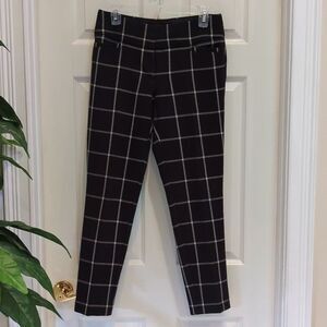 Loft Julie Skinny Ankle Black/White Plaid Trousers Women's Size 2